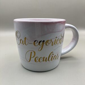 Disney CHESHIRE CAT "Cat-egorically Peculiar" Pink Swirl Marble Style Mug
